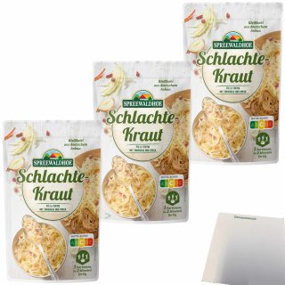Spreewaldhof Schlachtekraut Fix und Fertig mit Zwiebeln und Speck 3er Pack (3x400g Packung) + usy Block