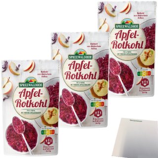 Spreewaldhof Apfel-Rotkohl Fix und Fertig mit frischen Apfelstückchen 3er Pack (3x400g Packung) + usy Block