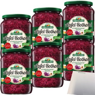 Spreewaldhof Apfelrotkohl mit feinen Apfelstückchen Tafelfertig 6er Pack (6x680g Glas) + usy Block