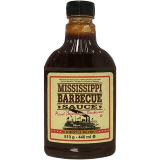 Mississippi Barbecue Sauce Chipotle Pepper Grill-Sauce (510g Flasche)