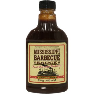 Mississippi Barbecue Sauce Chipotle Pepper Grill-Sauce (510g Flasche)