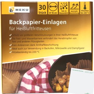 Heku Backpapier-Einlagen für Heißluftfritteusen (30 Stück) + usy Block