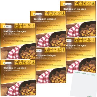 Heku Backpapier-Einlagen für Heißluftfritteusen 6er Pack (6x30 Stück) + usy Block