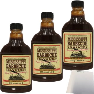 Mississippi Barbecue Sauce Chipotle Pepper Grill-Sauce 3er Pack (3x510g Flasche) + usy Block