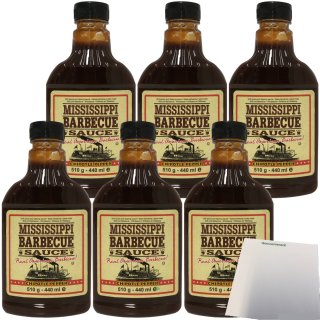 Mississippi Barbecue Sauce Chipotle Pepper Grill-Sauce 6er Pack (6x510g Flasche) + usy Block