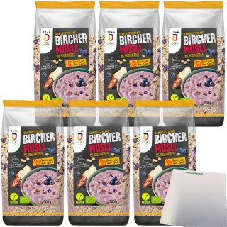 Team D Bio Bircher Müsli Heidelbeere 6er Pack (6x500g Beutel) + usy Block
