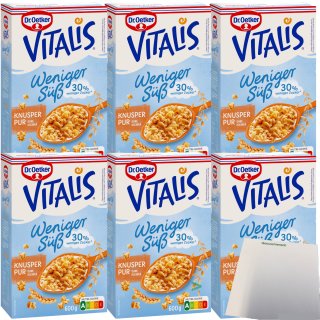 Dr. Oetker Vitalis Knusper weniger Zucker 6er Pack (6x600g Packung) + usy Block