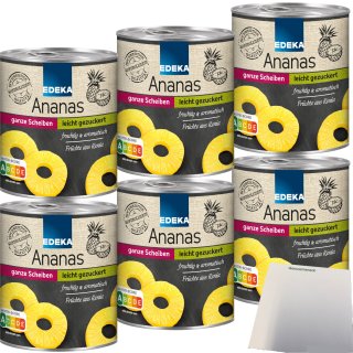 Edeka Ananas ganze Scheiben leicht gezuckert fruchtig aromatisch 6er Pack (6x567g Dose) + usy Block
