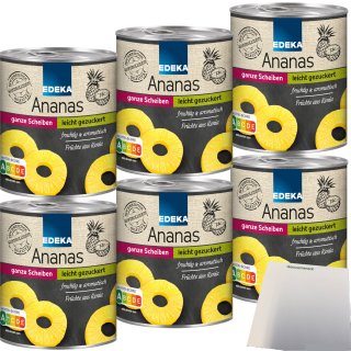 Edeka Ananas ganze Scheiben leicht gezuckert fruchtig aromatisch 6er Pack (6x567g Dose) + usy Block