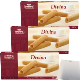 Lambertz Divina knusprige Gebäckröllchen 3er Pack (3x113g Packung) + usy Block