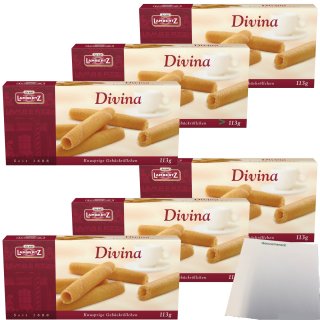 Lambertz Divina knusprige Gebäckröllchen 6er Pack (6x113g Packung) + usy Block