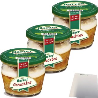 Keunecke Harzer Gehacktes Wurst Brotaufstrich 3er Pack (3x200g Glas) + usy Block