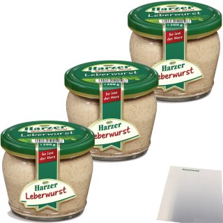 Keunecke Harzer Leberwurst Brotaufstrich 3er Pack (3x200g Glas) + usy Block