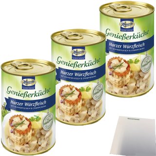 Keunecke Harzer Würzfleisch mit zartem Hühnerfleich 3er Pack (3x400g Dose) + usy Block