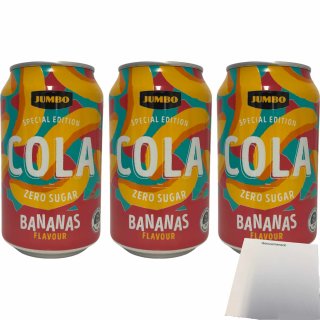 Jumbo Cola Bananas 3er Pack (3x0,33l Dose) + usy Block