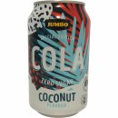Jumbo Cola Coconut Flavour 0% sugar 3er Pack (3x0,33l Dose Kokosnuss-Cola ohne Zucker) + usy Block