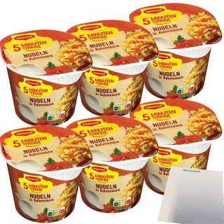 Maggi 5 Minuten Terrine Nudeln in Rahmsoße 6er Pack (6x61g Packung) + usy Block