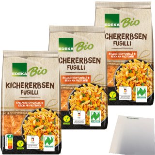 Edeka Bio Kichererbsen-Fusilli Pasta aus 100% Kichererbsenmehl 3er Pack (3x250g Packung) + usy Block