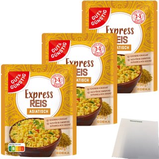 Gut&Günstig Express Reis Asiatisch 3er Pack (3x250g Packung) + usy Block