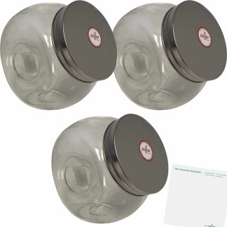 usy Bonboniere aus Glas 1200ml Volumen Größe XL 3er Pack + usy Block