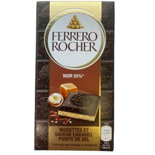 Ferrero Schokolade Rocher Schokoladen Tafel dunkel 55% Haselnuss salted Caramel (90g Tafel)