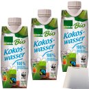 Edeka Bio Kokoswasser kalorienarm fettfrei ohne Zuckerzusatz 3er Pack (3x330ml Packung) + usy Block