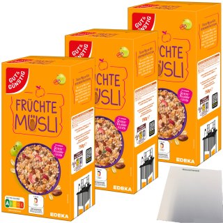 Gut&Günstig Früchte-Müsli mit 40% Früchten 3er Pack (3x750g Packung) + usy Block