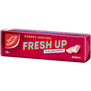 Gut&Günstig Kaugummi Cherry-Menthol Zuckerfrei 10er Pack (10x10 Stck. Packung) + usy Block