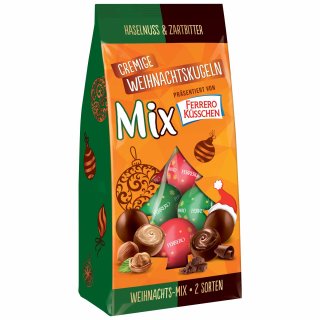 Ferrero Küsschen Cremige Weihnachtskugeln Mix Haselnuss Zartbitter 100g MHD 20.04.2024 Restposten Sonderpreis