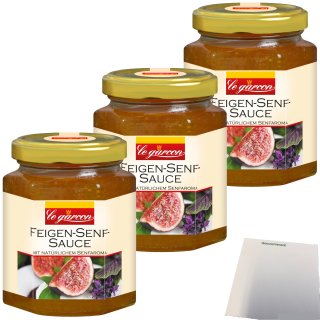 Le Garcon Feigen-Senf-Sauce ideal zu Käse und Wurstspezialitäten 6er Pack (6x270g Glas) + usy Block