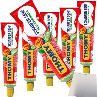 Thomy scharfer Senf mit natürlichen Zutaten 6er Pack (6x200ml Tube) + usy Block