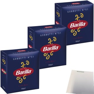 Barilla Pasta Gobbetti N°51 3er Pack (3X500g Packung) + usy Block