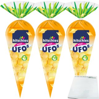hitschies brizzl Ufos Happy Carrot Oblaten-Kapseln mit Brausefüllung und frischen Zitrusgeschmack 3er Pack (3x75g Packung) + usy Block