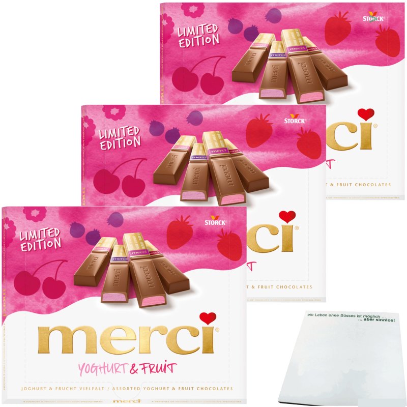 Merci Spring Edition merci Yoghurt & Fruit Limited Edition 3er Pack (3x250g Packung) + usy