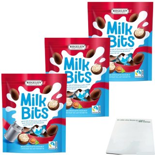 Riegelein Milk Bits Vollmilch-Haselnuss 3er Pack (3x185g Packung) + usy Block