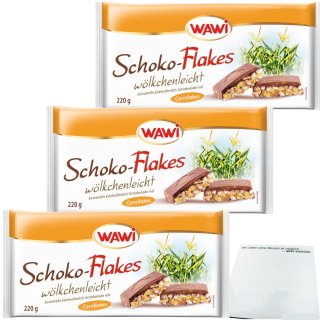 Wawi Schoko-Flakes wölkchenleicht 3er Pack (3x220g Packung) + usy Block