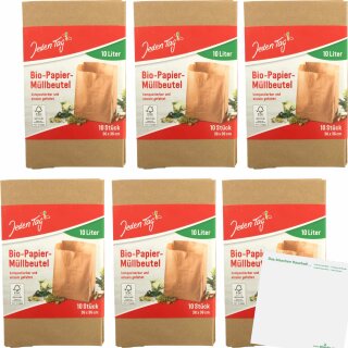 Jeden Tag Bio-Papiermüllbeutel 10l 6er Pack (6x10 St) + usy Block