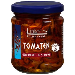 Liakada Tomaten getrocknet in Streifen ohne Öl (110g Glas)