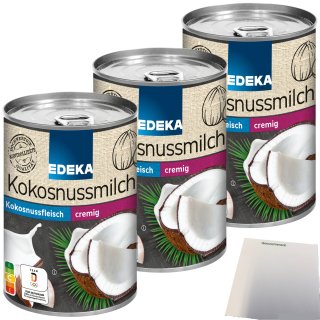 Edeka Kokosnussmilch cremig 3er Pack (3x400ml Dose) + usy Block