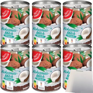 Gut&Günstig Kokosnussmilch fettreduziert 6er Pack (6x400ml Dose) + usy Block