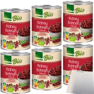 Edeka Bio Kidney Bohnen dunkelrot 6er Pack (6x400g Dose) + usy Block