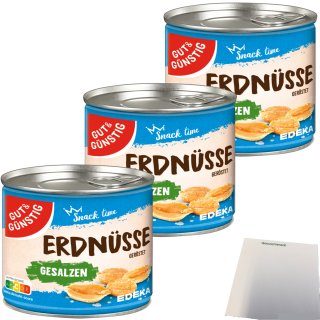 Gut&Günstig Erdnüsse geröstet und gesalzen 3er Pack (3x200g Packung) + usy Block