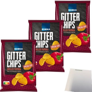 Edeka Gitterchips Grilled Paprika 3er Pack (3x125g Packung) + usy Block