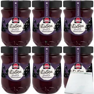 Schwartau Extra Schwarze Johannisbeere Konfitüre 6er Pack (6x340g Glas) + usy Block