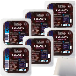 Liakada Kalamata Oliven mit Stein 6er Pack (6x200g Packung) + usy Block