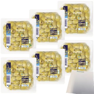 Liakada Grüne Oliven entsteint 6er Pack (6x100g Packung) + usy Block