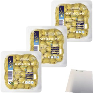 Liakada Grüne Gewürzoliven entsteint 3er Pack (3x100g Packung) + usy Block