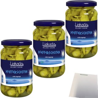 Liakada Pfefferschoten mild eingelegt 3er Pack (3x155g Glas) + usy Block