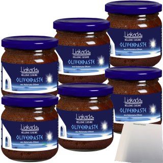 Liakada Olivenpaste aus Kalamata-Oliven 6er Pack (6x180g Glas) + usy Block