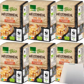 Edeka Bio Weizenmehl Type 550 ideal für Hefegebäck und helle Brote 6er Pack (6x1kg Packung) + usy Block